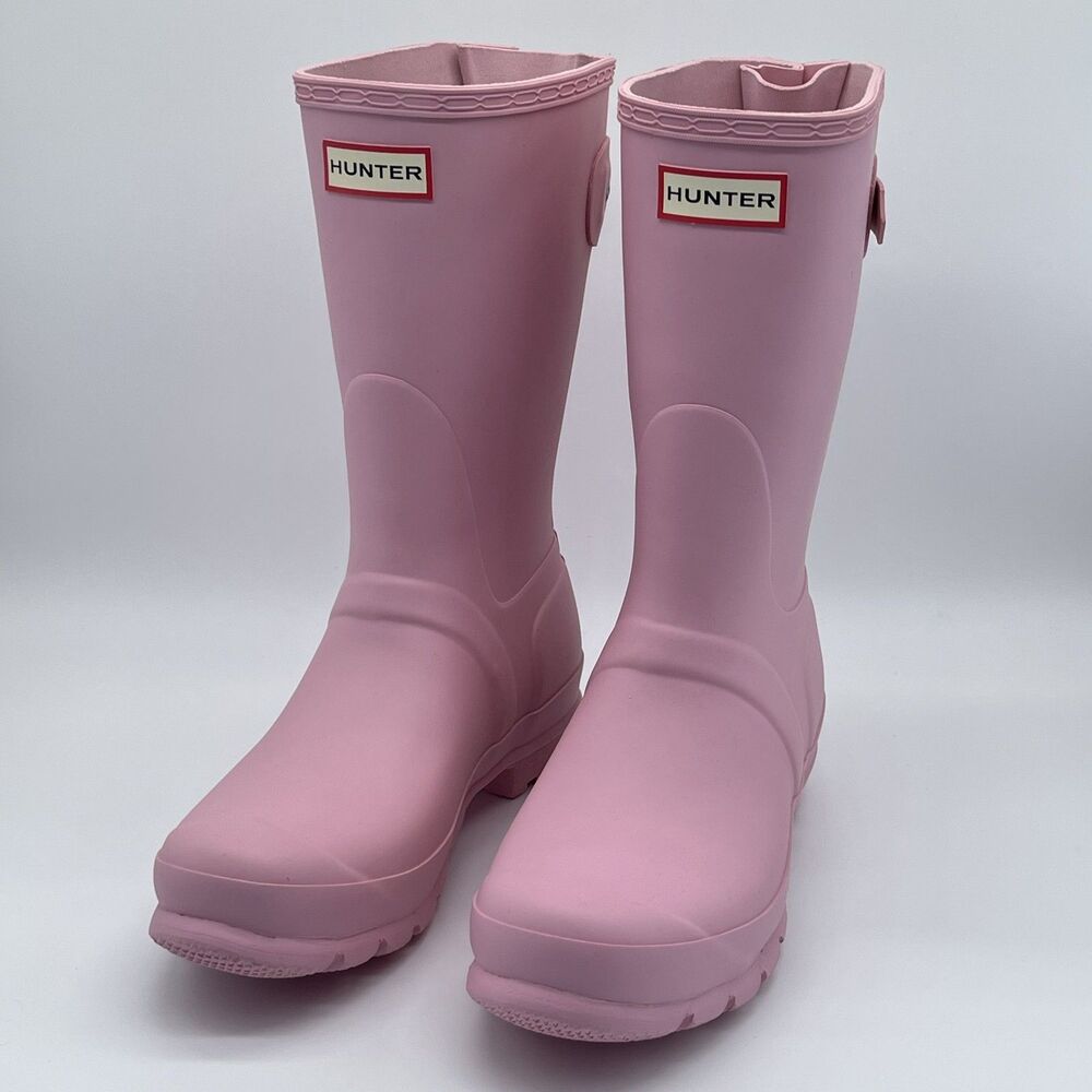 Hunter Original Back Adjustable Short Pink Rain Boots | Women's  8 and 9  | NEW